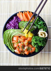 Healthy Japanese Salmon Poke Bowl