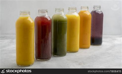 healthy juice bottles assortment. High resolution photo. healthy juice bottles assortment. High quality photo