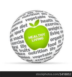 Healthy lifestyle 3d sphere on white background.