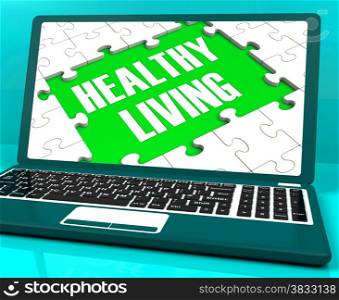 . Healthy Living On Laptop Shows Wellbeing And Healthy Lifestyle
