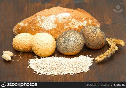 healthy multi grain bread on wood