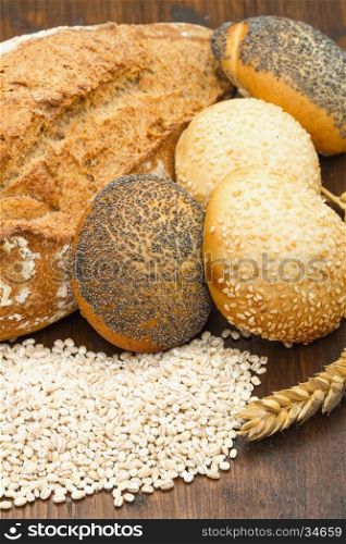 healthy multi grain bread on wood