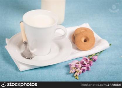 Healthy nutrition with fresh milk in a white cup