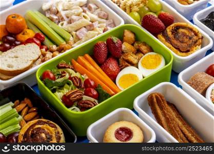 healthy packed food arrangement high angle