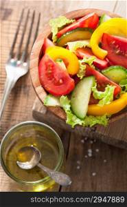 healthy salad with tomatoes cucumber and pepper