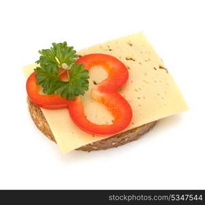 healthy sandwich with vegetable isolated on white background