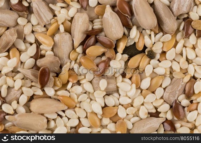 Healthy seeds mix close up shot for background