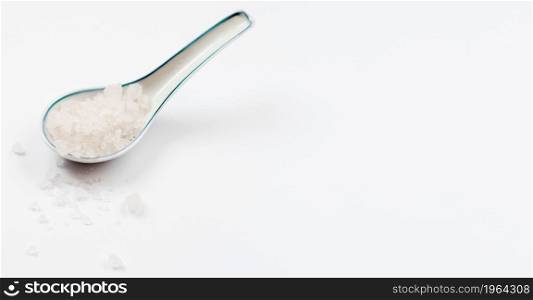 healthy spa concept spoon with bath salt. High resolution photo. healthy spa concept spoon with bath salt. High quality photo