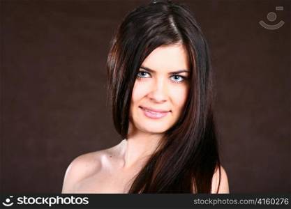 healthy thick straight hair of young beautiful woman
