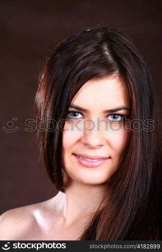 healthy thick straight hair of young beautiful woman