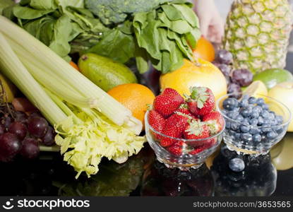 healthy variety of fresh fruits and vegetables