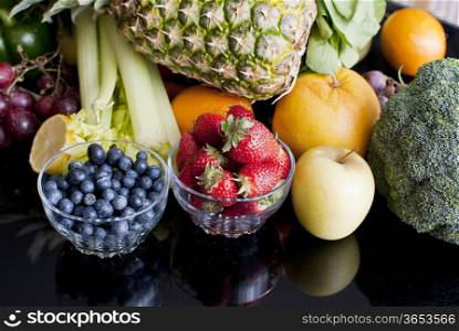 healthy variety of fresh fruits and vegetables