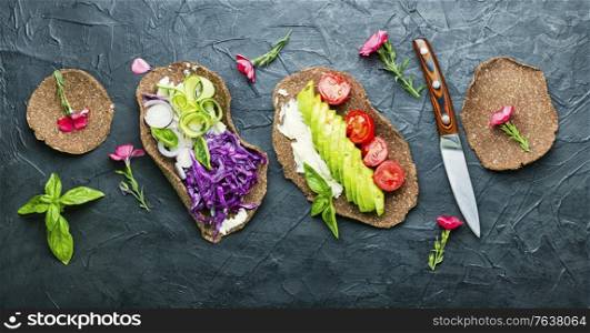 Healthy vegan tacos.Healthy vegan salad tortilla wraps and vegetables. Homemade vegan taco