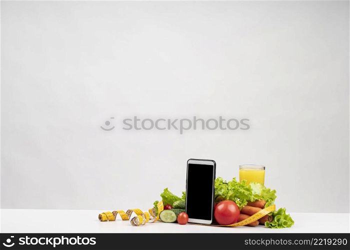 healthy vegetables phone copy space