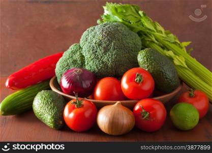 healthy vegetables tomato avocado onion broccoli cucumber celery