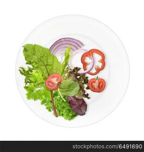 Healthy vegetarian food plate isolated on white background. Healthy food plate