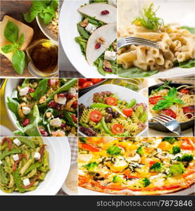 healthy vegetarian pasta soup salad pizza Italian food staples collage