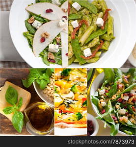 healthy vegetarian pasta soup salad pizza Italian food staples collage