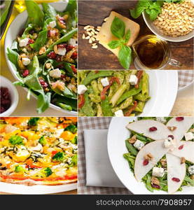 healthy vegetarian pasta soup salad pizza Italian food staples collage