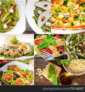 healthy vegetarian pasta soup salad pizza Italian food staples collage