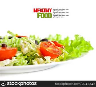 Healthy vegetarian salad isolated on white