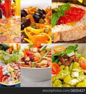 healthy Vegetarian vegan food collage nested on white frame