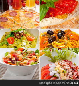 healthy Vegetarian vegan food collage nested on white frame
