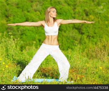 Healthy yoga woman exercising outdoor, fitness &amp; sport lifestyle concept
