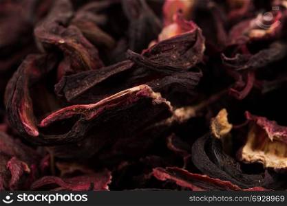 Heap of aromatic Hibiscus tea (karkade), for background