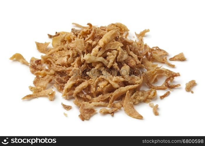 Heap of baked onions on white background