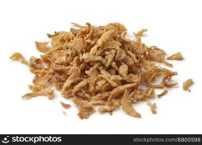 Heap of baked onions on white background