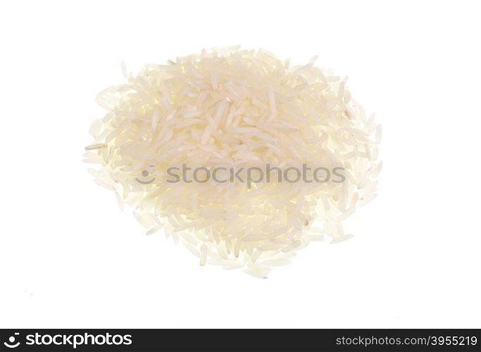 Heap of basmati rice a variety of long, slender grain aromatic rice