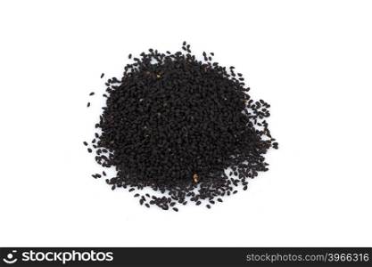 Heap of black sesame on white background