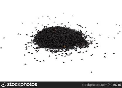 Heap of black sesame on white background