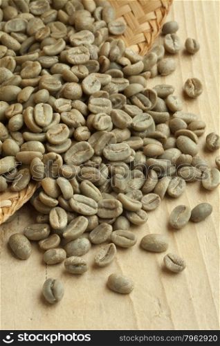 Heap of Bolivian Yanaloma green unroasted coffee beans