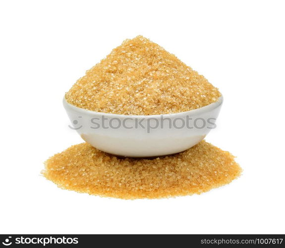 Heap of brown sugar isolated on white