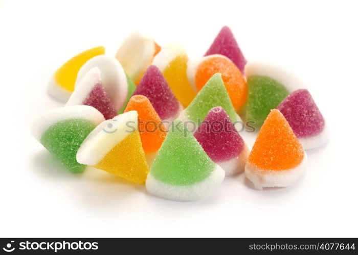 Heap of candies on white background