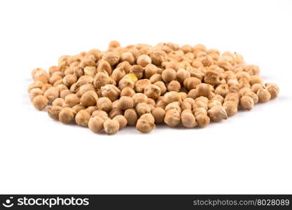 Heap of chick-pea. Beans isolated on a white background. Close-up.