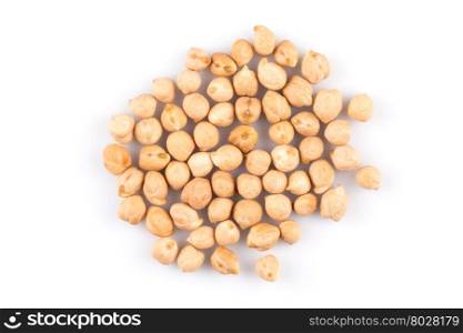 Heap of chick-pea. Beans isolated on a white background. Close-up.