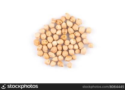 Heap of chick-pea. Beans isolated on a white background. Close-up.