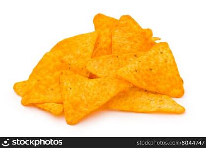 Heap of chips isolated on the white background