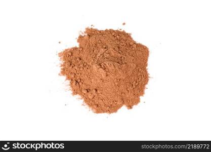 Heap of cocoa powder isolated on a white background