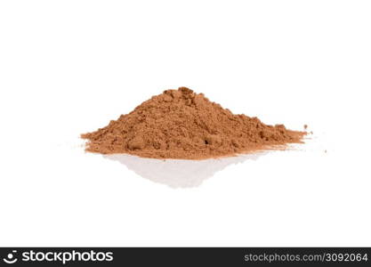 Heap of cocoa powder isolated on a white background