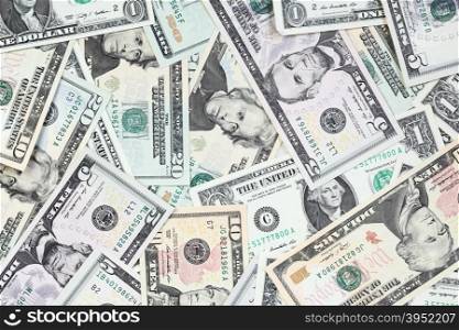 Heap of dollars close-up