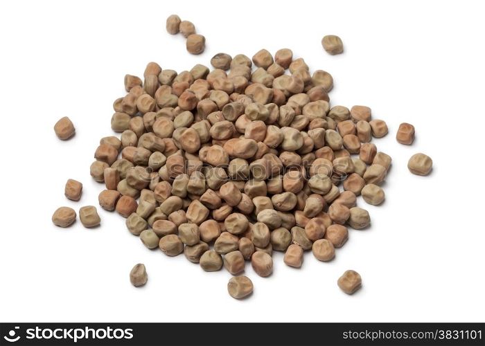 Heap of dried field peas on white background