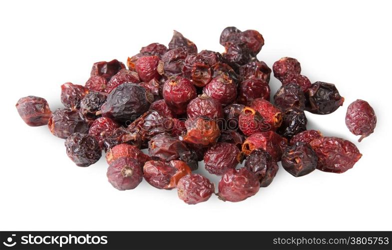 Heap Of Dry Rosehip Fruit Isolated On White Background