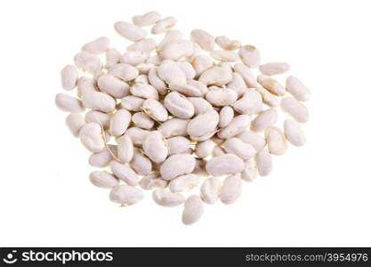 Heap of dry white beans isolated on white