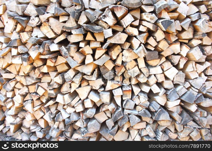 heap of firewoods as background . Close - up .