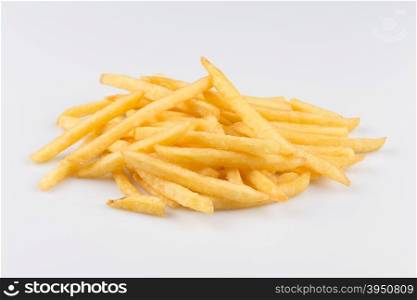 heap of french fries isolated on white background