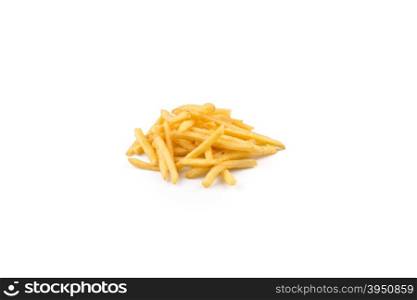 heap of french fries isolated on white background